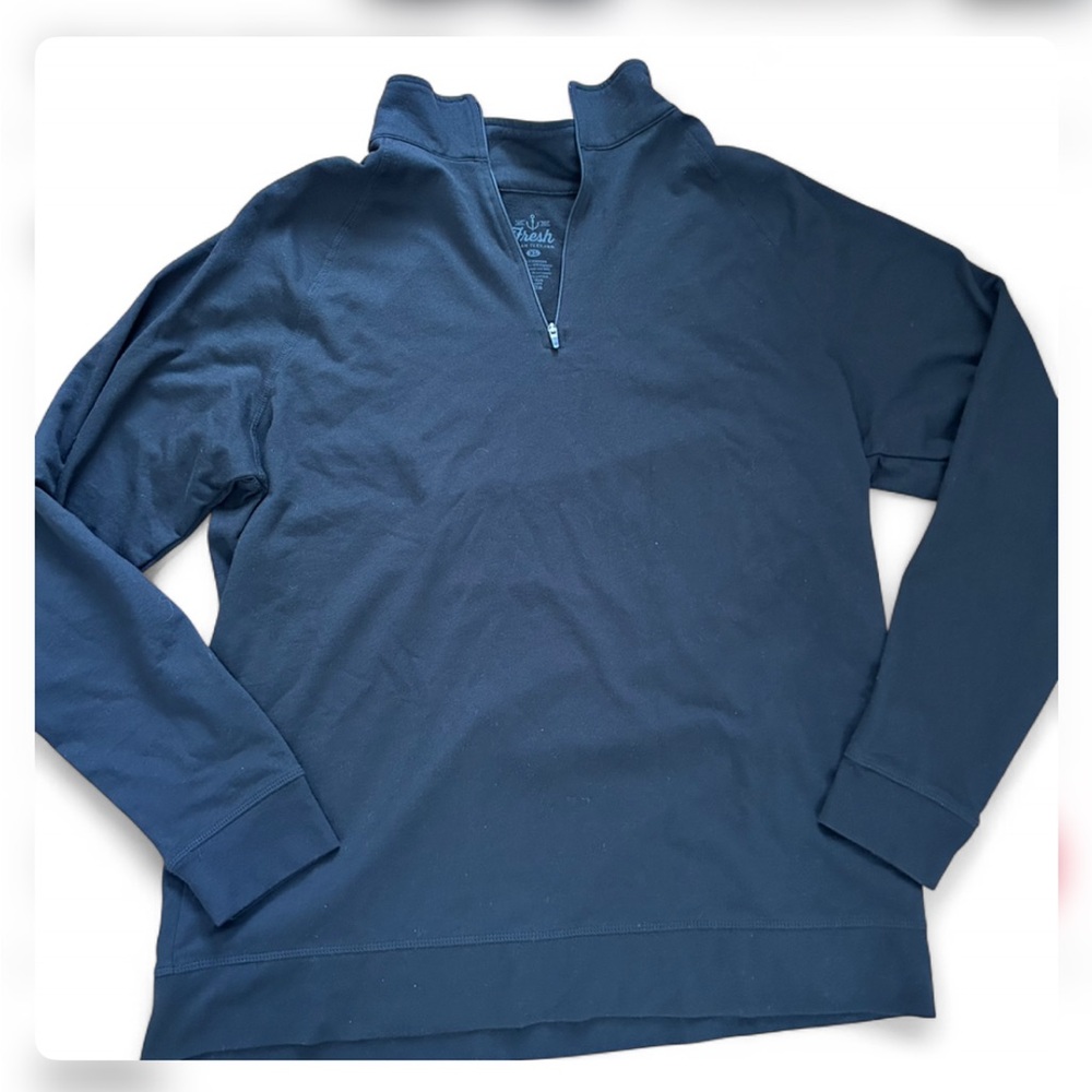 Fresh Clean Tees black quarter zip French terry lightweight sweatshirt top xl